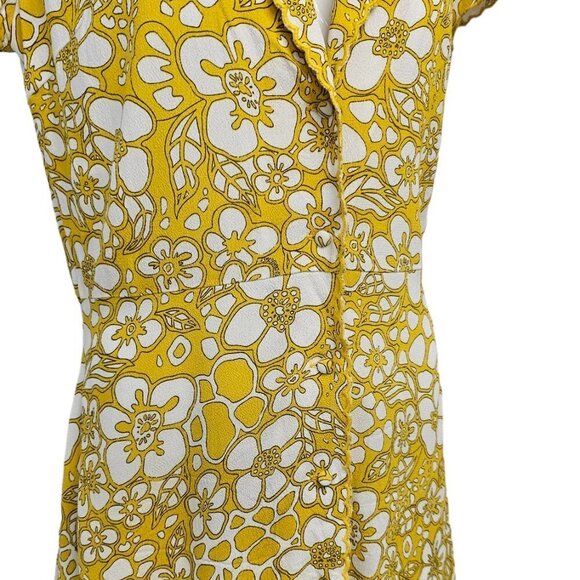 Aritza Sunday Best Vida Dress Flora Mini Shirt Button Front Size Small Yellow - Picture 8 of 11
